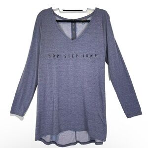 Neiman Marcus Blue Graphic Tunic Top Blouse Women’s size Large Zip Longsleeve